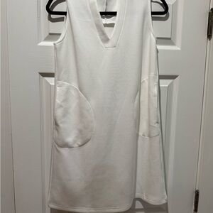Ross & Freckle White Sleeveless V-Neck Shift